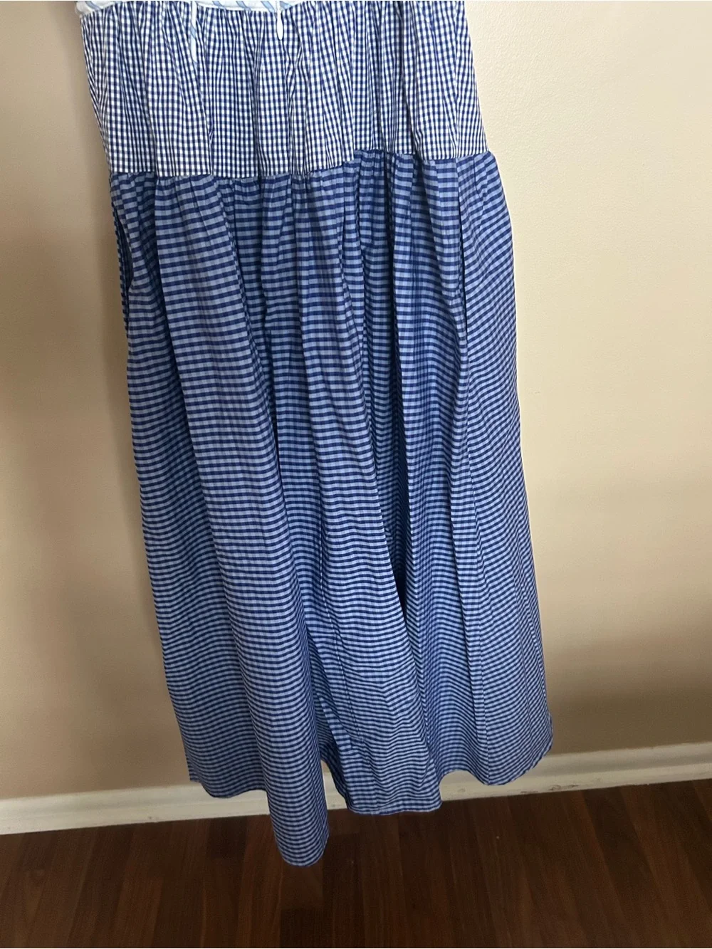 J. Crew Blue Gingham Backless Midi Dress